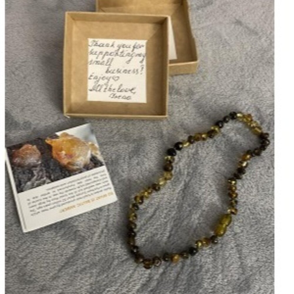 New Amber Necklace (Authentic, Certified) - 12.5 inches - Unisex Jewelry - Green